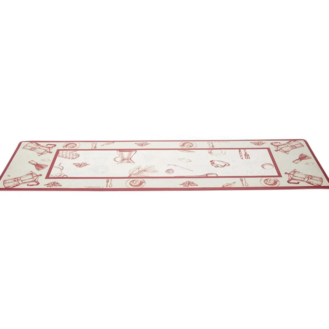 Tapis de cuisine imprimé rouge et blanc 150 x 45 cm