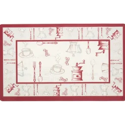 Tapis de cuisine imprimé rouge et blanc 75 x 45 cm