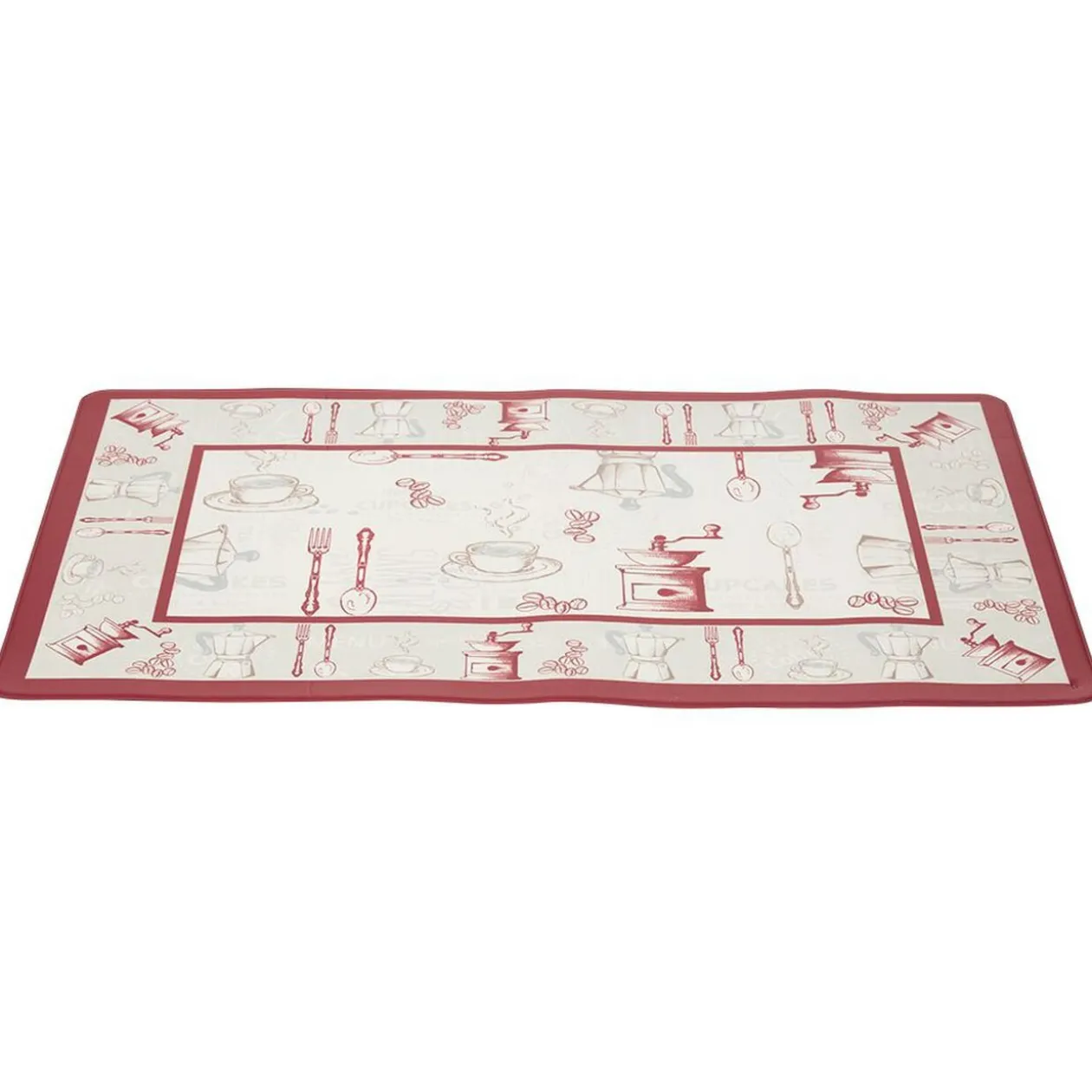 Tapis de cuisine imprimé rouge et blanc 75 x 45 cm