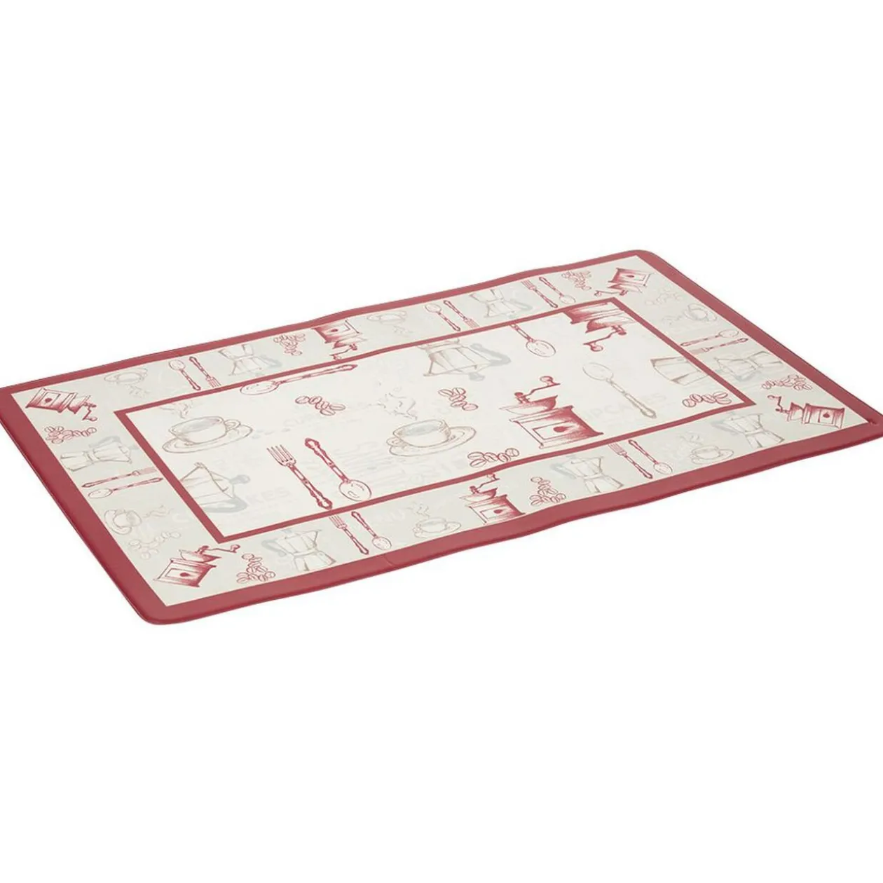 Tapis de cuisine imprimé rouge et blanc 75 x 45 cm