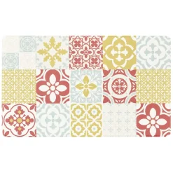 Tapis de cuisine motif carreau de ciment multicolore 45 x 75 cm