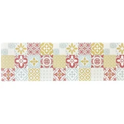 Tapis de cuisine motif carreau de ciment multicolore 45 x 150 cm