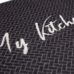 Tapis de cuisine My Kitchen My Rules gris et blanc 120x50 cm