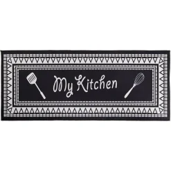 Tapis de cuisine My Kitchen noir et blanc 50x120cm