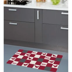 Tapis de cuisine polyamide décor rustique poule carreau 80x50 cm