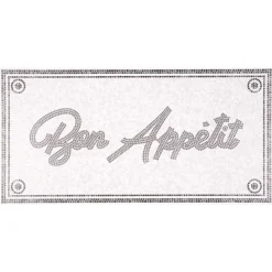 Tapis de cuisine vinyle imprimé Bon appétit gris et blanc 100x49,5cm
