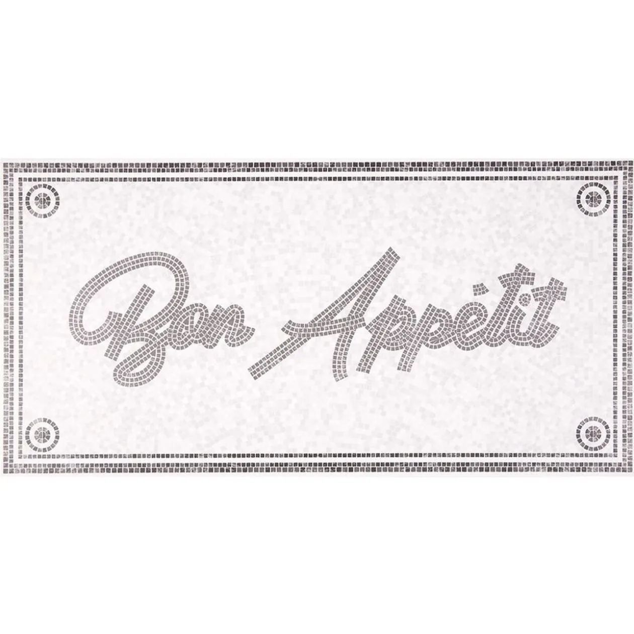 Tapis de cuisine vinyle imprimé Bon appétit gris et blanc 100x49,5cm
