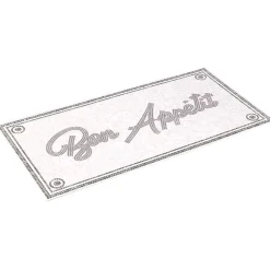 Tapis de cuisine vinyle imprimé Bon appétit gris et blanc 100x49,5cm