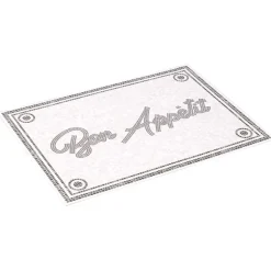 Tapis de cuisine vinyle imprimé Bon appétit gris et blanc 70x49cm