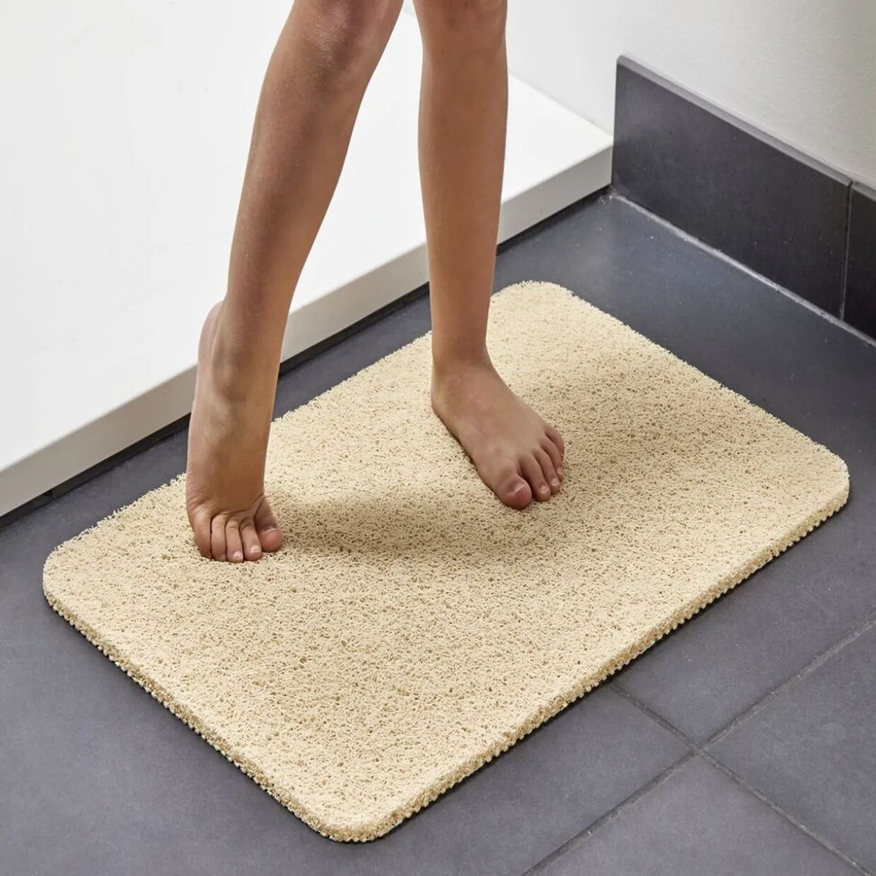 Tapis de douche anti-dérapant 60x40cm beige