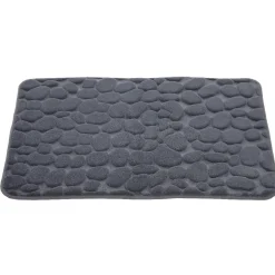 Tapis de salle de bain à mémoire de forme motif galet gris