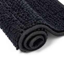 Tapis de salle de bain chenille noir 45x65cm