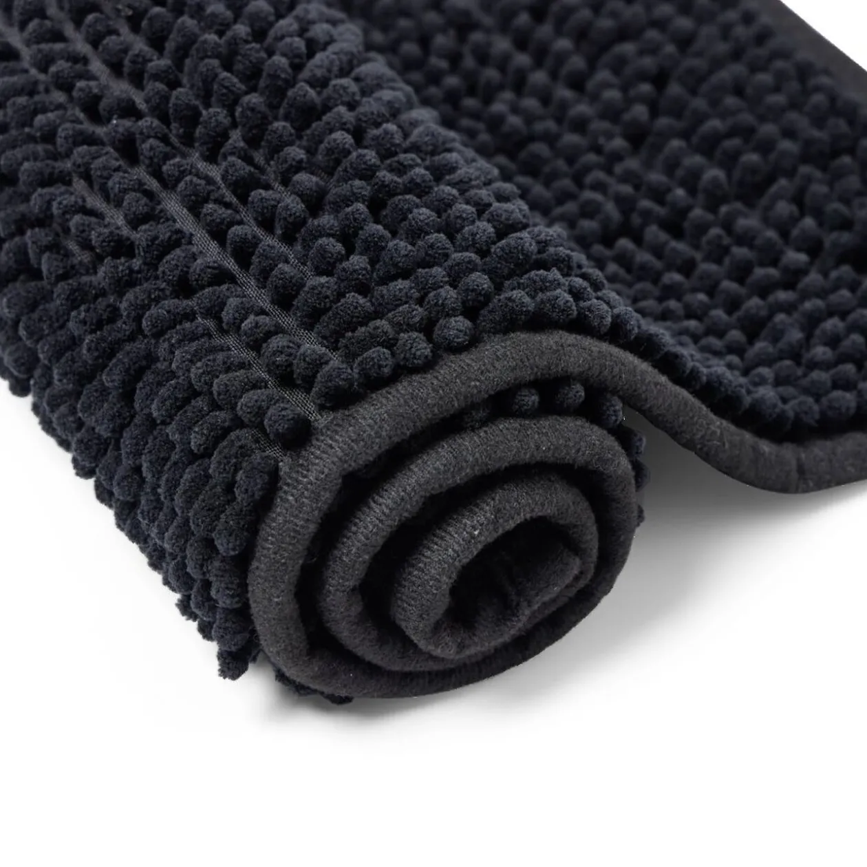 Tapis de salle de bain chenille noir 45x65cm