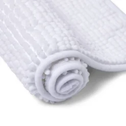 Tapis de salle de bain chenille blanc 45x65cm