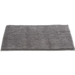 Tapis de salle de bain chenille gris grand modèle