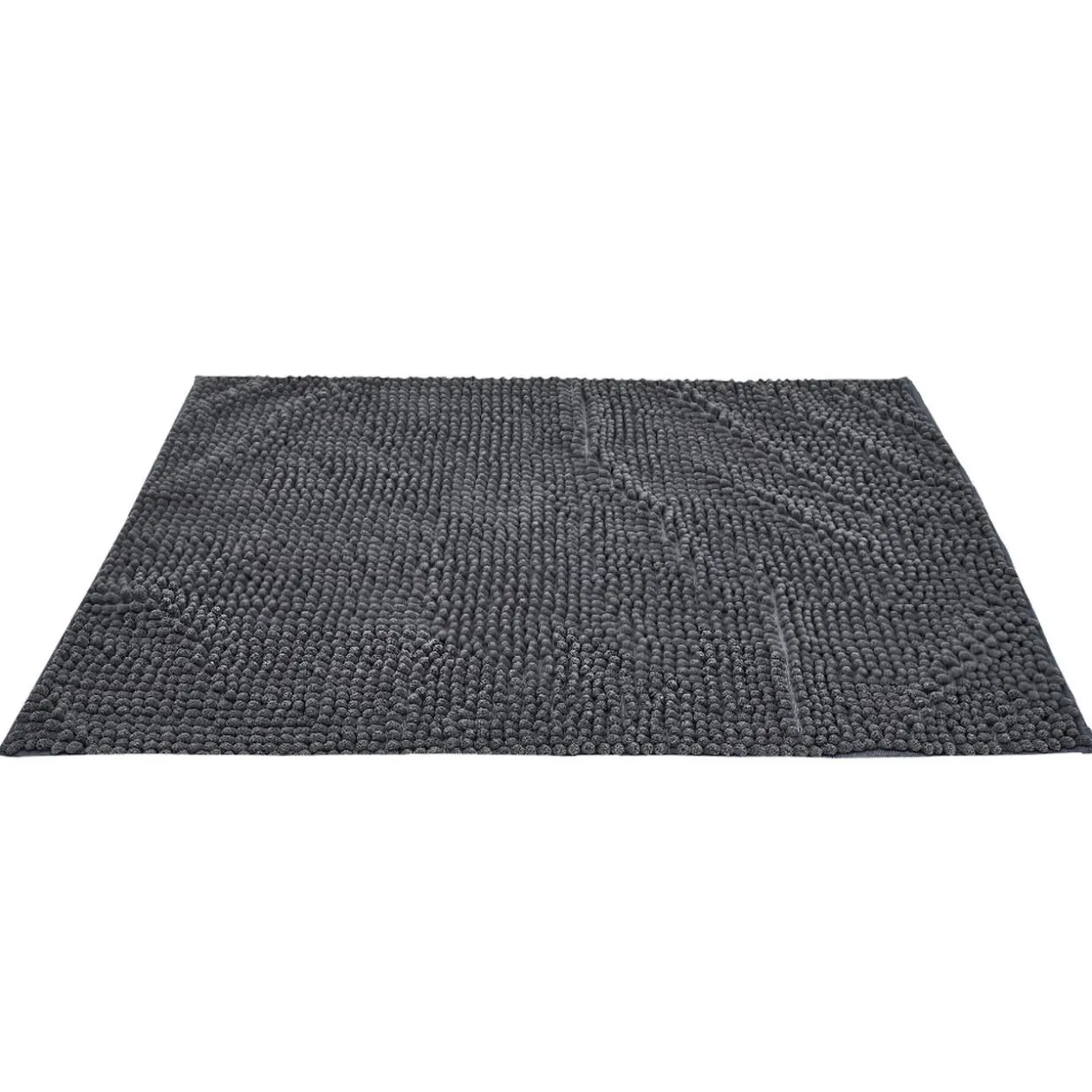 Tapis de salle de bain chenille gris 80x50 cm