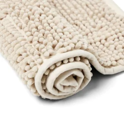 Tapis de salle de bain chenille taupe 65x45 cm