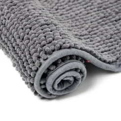 Tapis de salle de bain chenille gris 65x45 cm