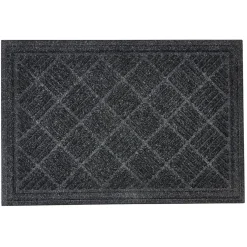 Tapis d'entrée en polyester gris foncé