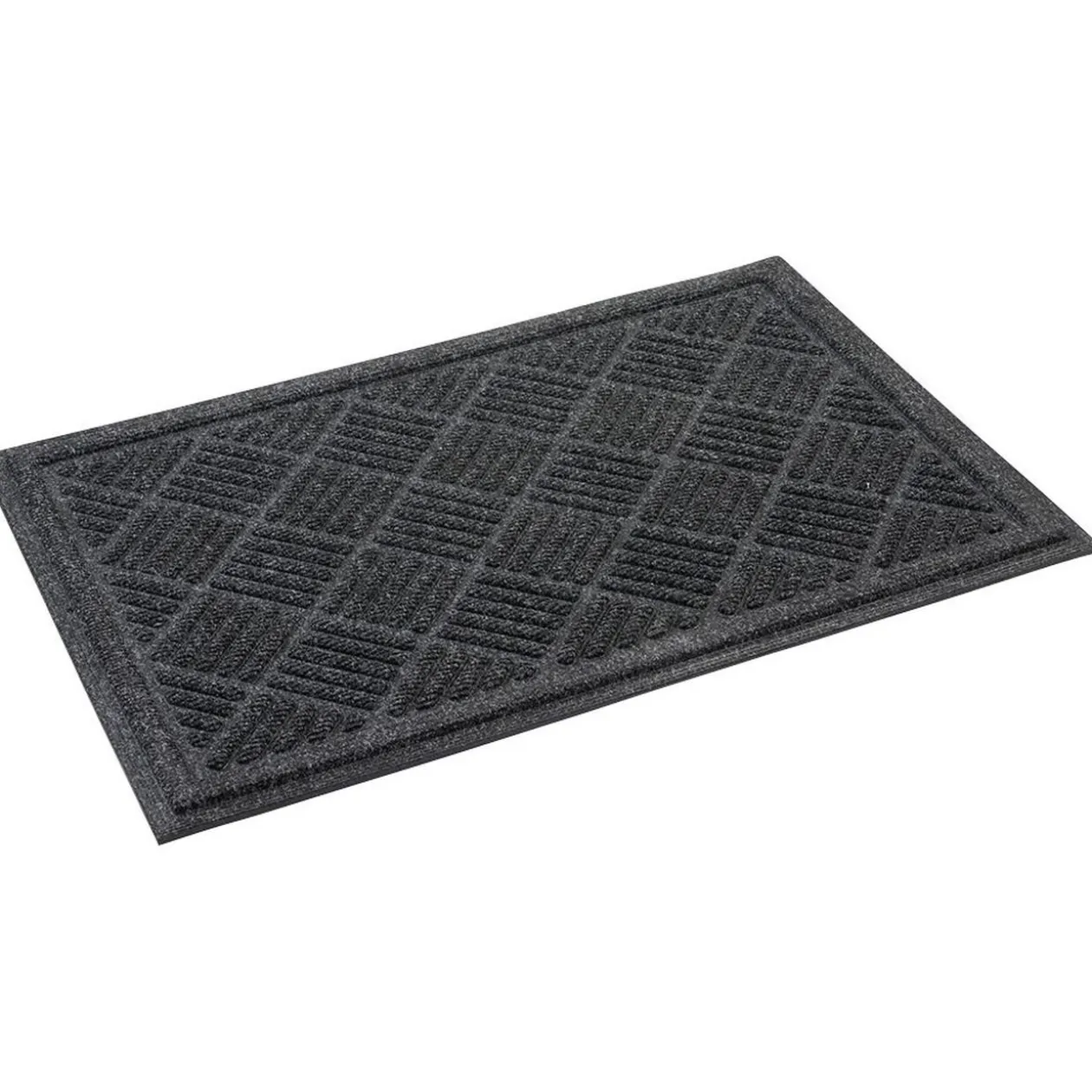 Tapis d'entrée en polyester gris foncé