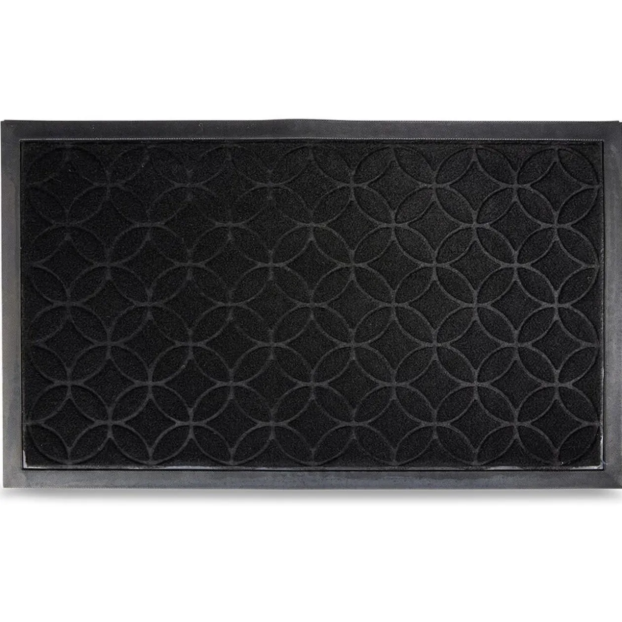 Tapis d'entrée extérieur antidérapant 75x45cm polyester et caoutchouc noir