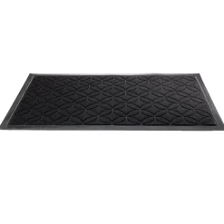 Tapis d'entrée extérieur antidérapant 75x45cm polyester et caoutchouc noir