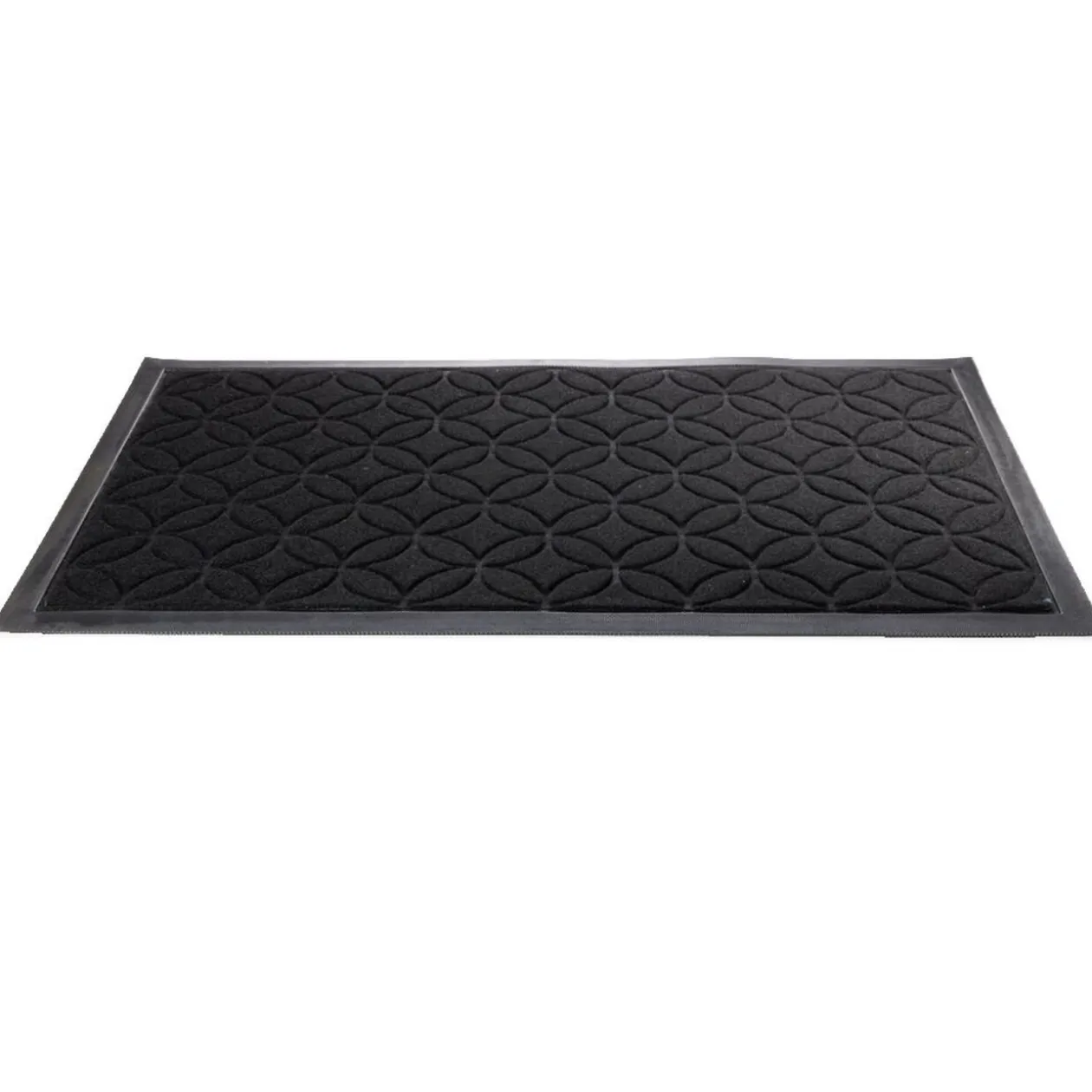 Tapis d'entrée extérieur antidérapant 75x45cm polyester et caoutchouc noir
