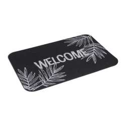 Tapis d'entrée extérieur 40x60cm Welcome feuillage noir et blanc