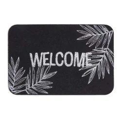 Tapis d'entrée extérieur 40x60cm Welcome feuillage noir et blanc