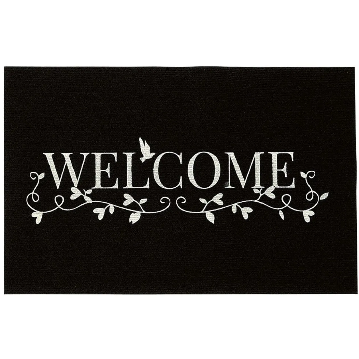 Tapis d'entrée noir et blanc design fluorescent "Welcome"