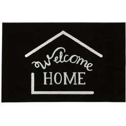 Tapis d'entrée noir et blanc design fluorescent "Welcome"