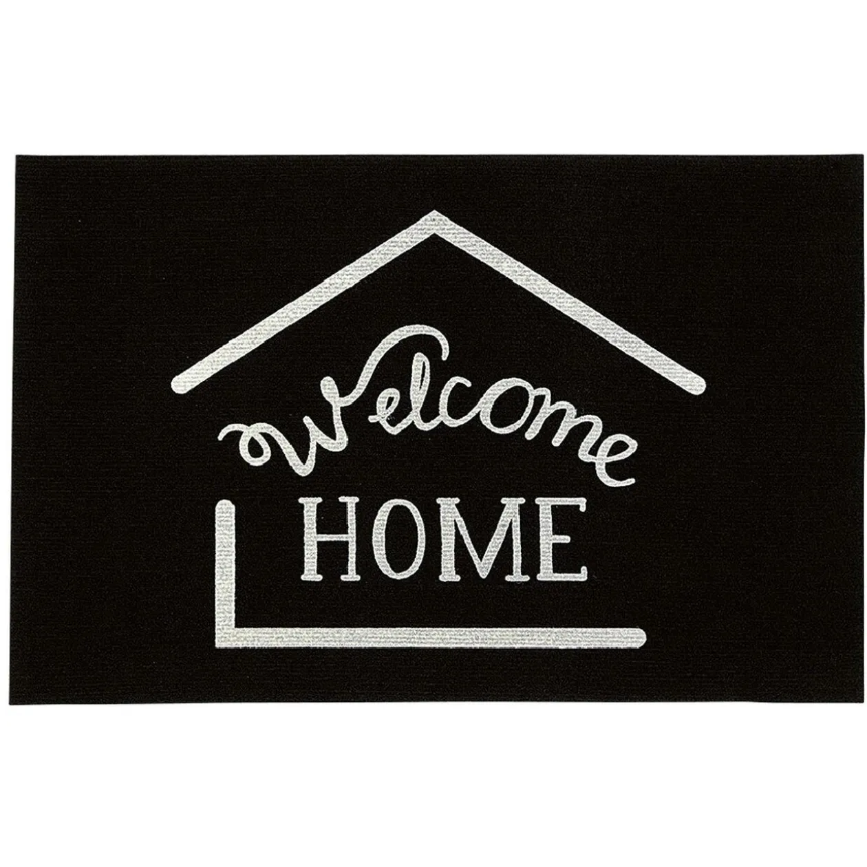 Tapis d'entrée noir et blanc design fluorescent "Welcome"
