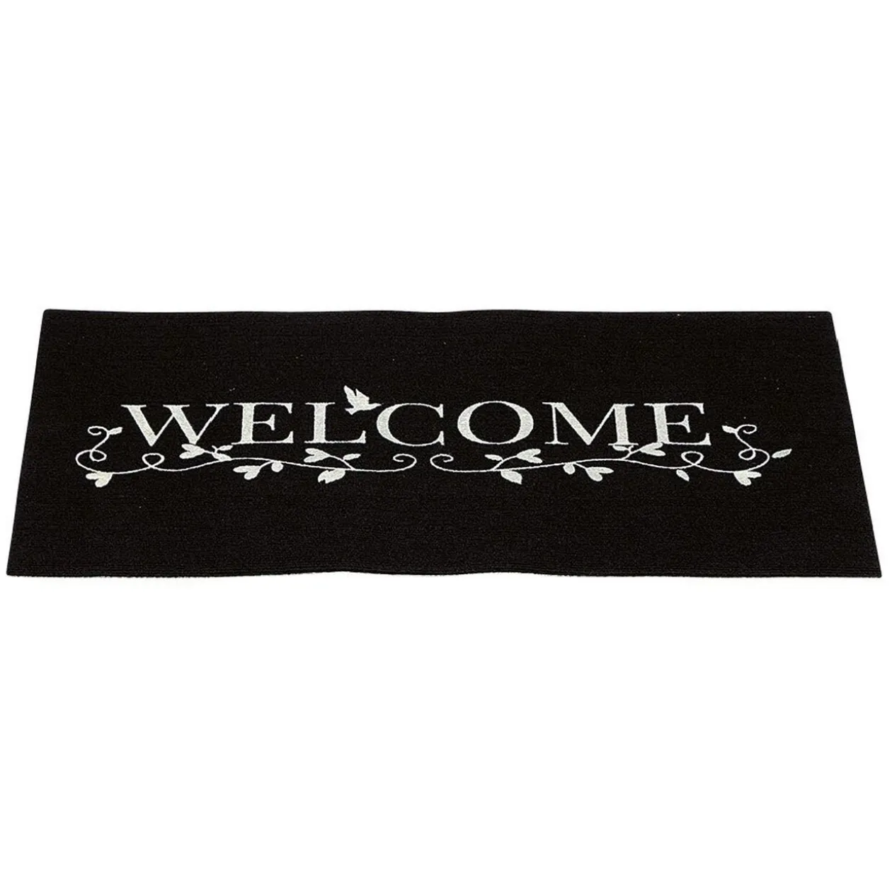 Tapis d'entrée noir et blanc design fluorescent "Welcome"