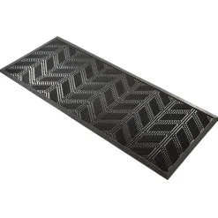Tapis d'extérieur en caoutchouc avec picots motif chevron noir