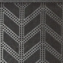 Tapis d'extérieur en caoutchouc avec picots motif chevron noir