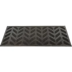 Tapis d'extérieur en caoutchouc avec picots motif chevron noir
