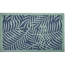 Tapis d'extérieur imprimé feuillage vert et bleu 75x45 cm