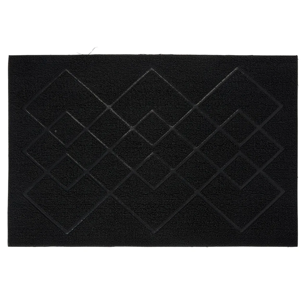 Tapis d'extérieur noir design losanges 60x40 cm