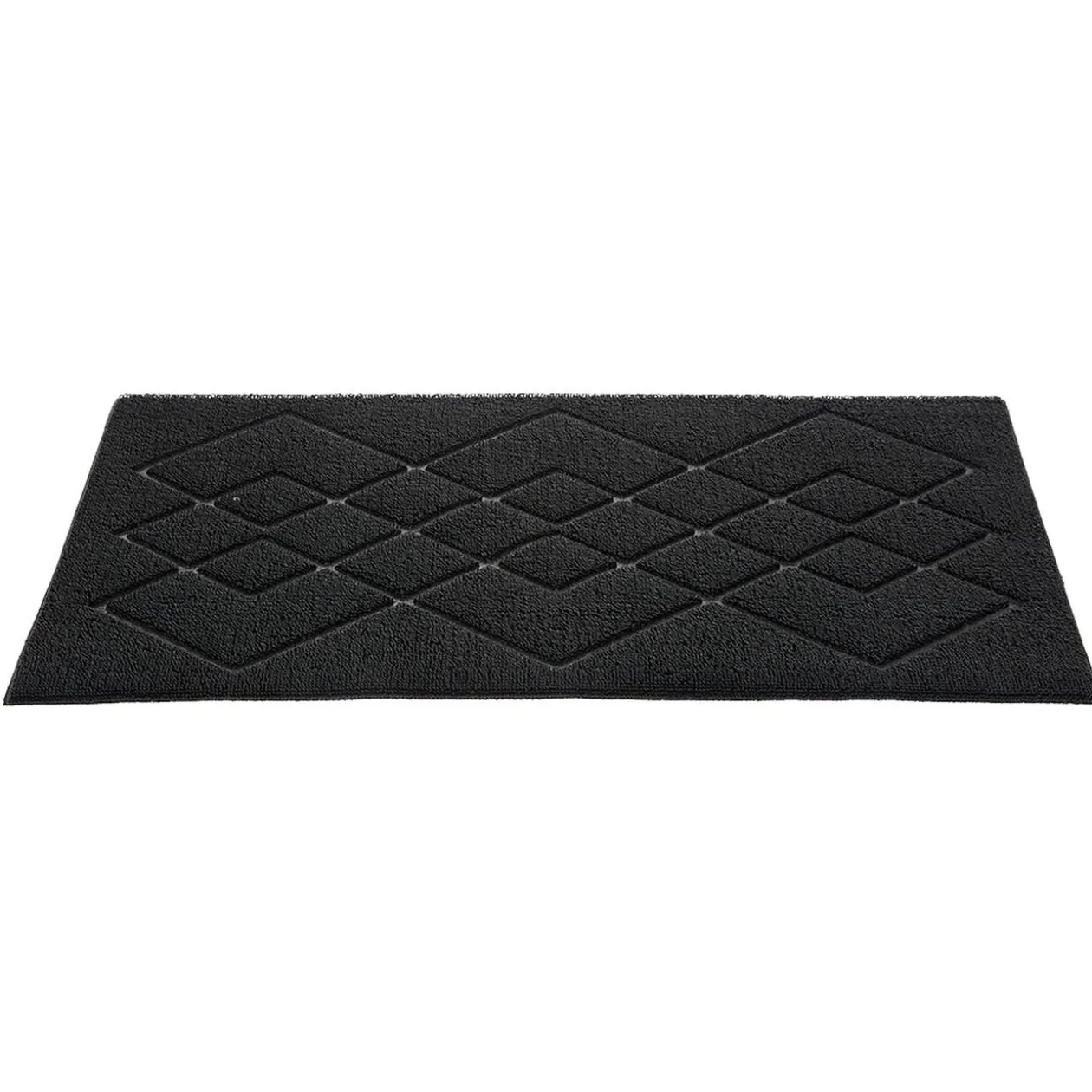 Tapis d'extérieur noir design losanges 60x40 cm