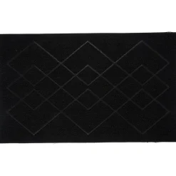 Tapis d'extérieur noir design losanges 75x45 cm