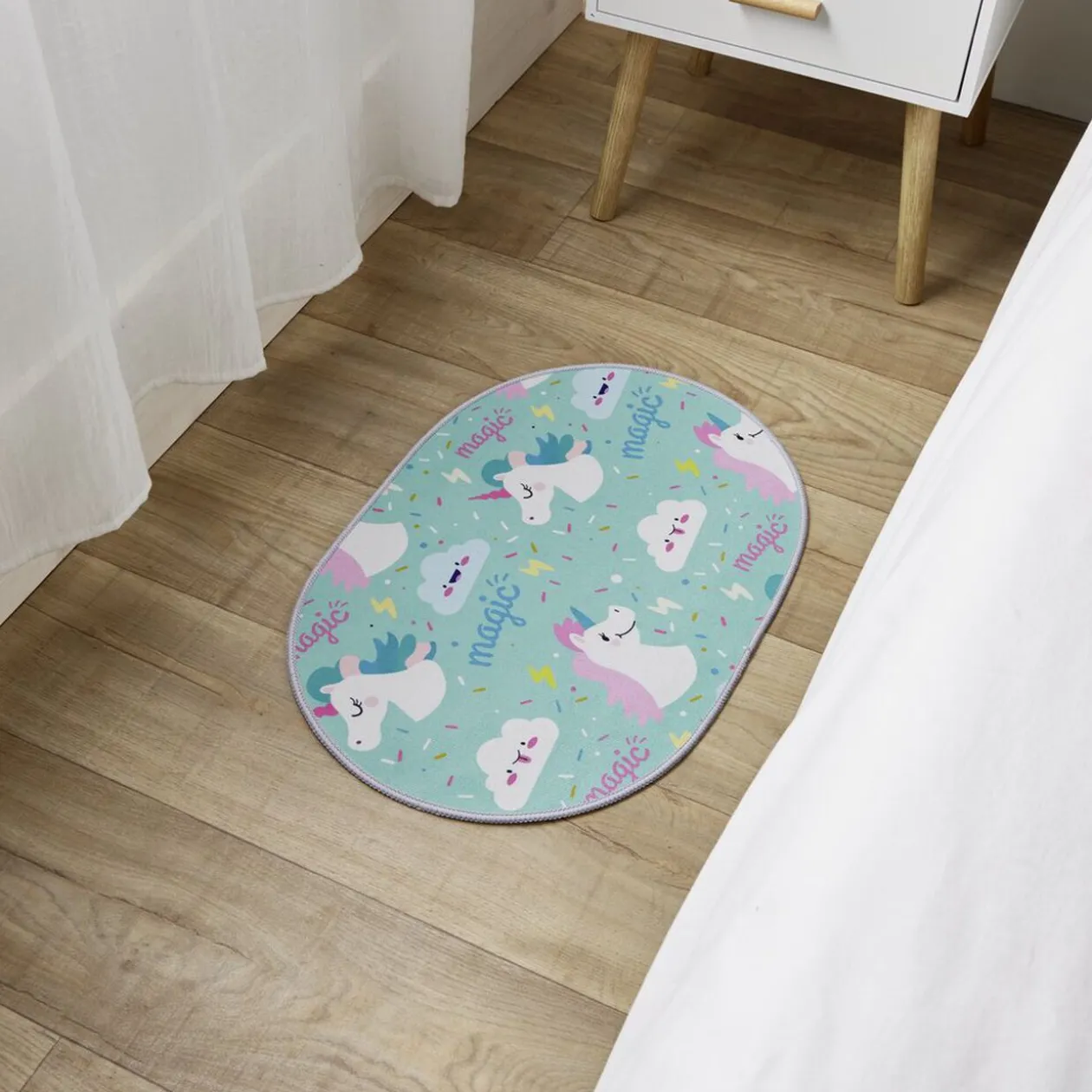 Tapis enfant licorne ou crocodile polyester 40x60cm - 2 modèles