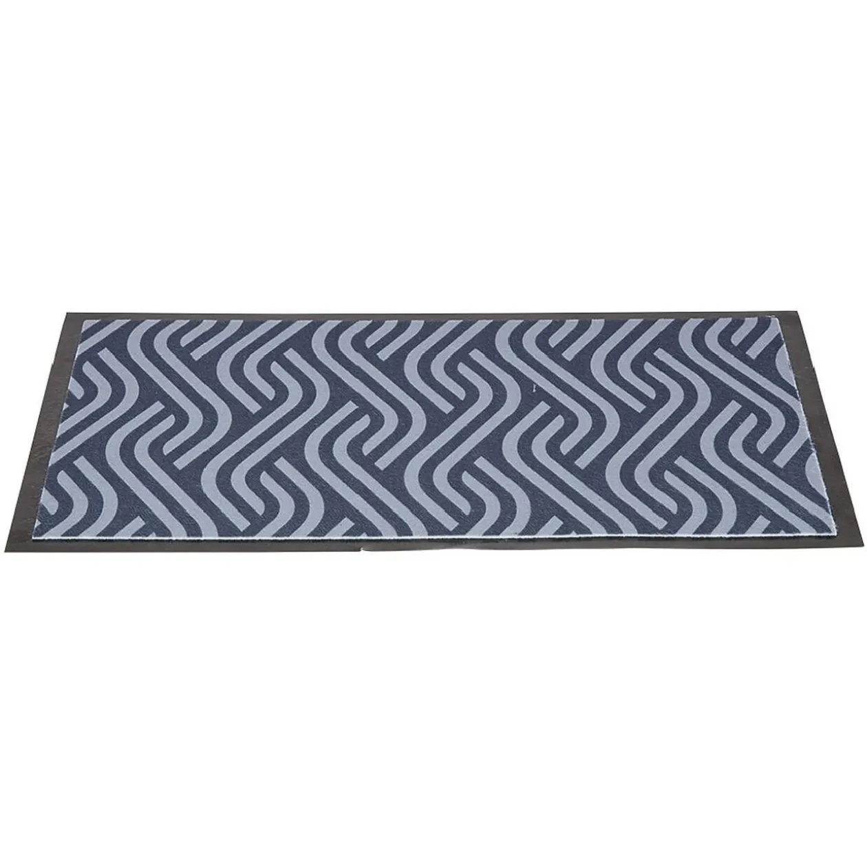 Tapis entrée anti poussière rectangulaire motif vague bleu contour noir
