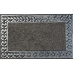 Tapis paillasson caoutchouc motif arabesques noir