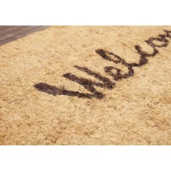 Tapis paillasson coco Welcome bordé de lamelles
