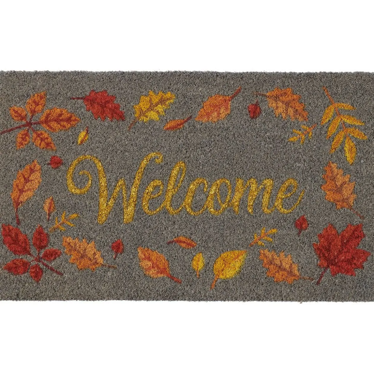 Tapis paillasson coco Welcome motif feuilles automne