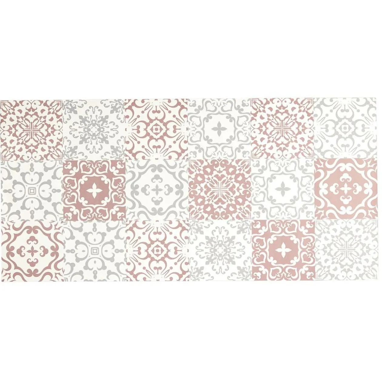 Tapis pvc imprimé carreau de ciment 100x50 cm gris blanc rouge