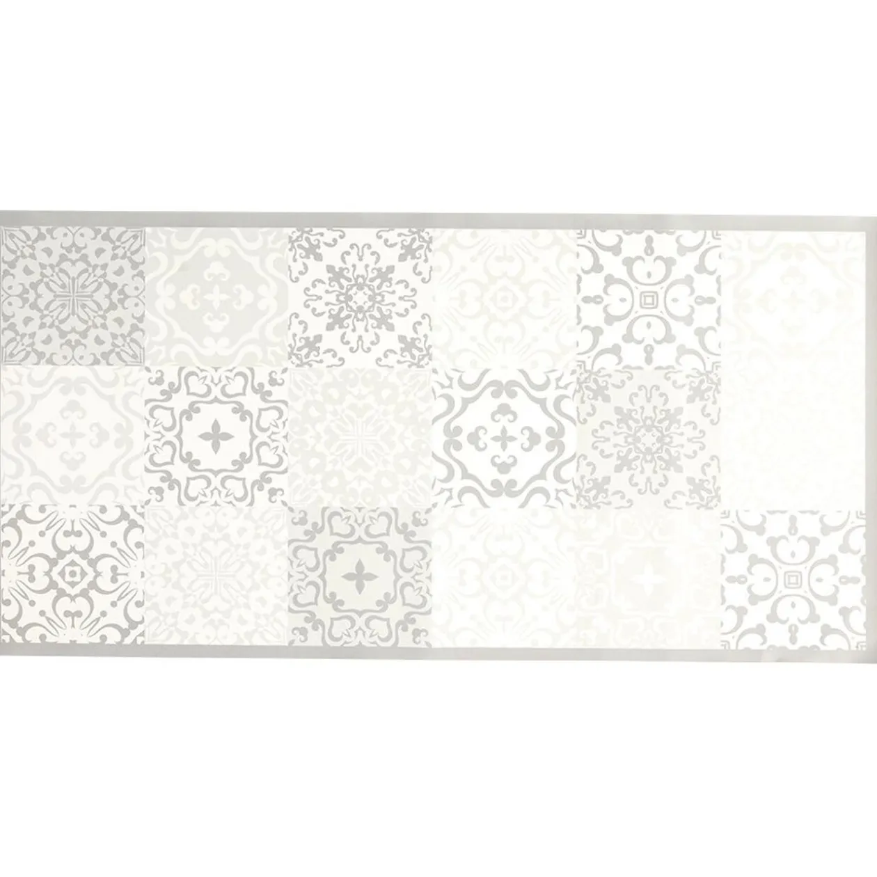 Tapis pvc imprimé carreau de ciment 100x50 cm gris blanc