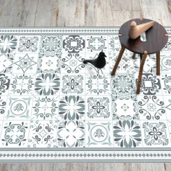 Tapis rectangulaire vinyle motif carreau de ciment 150 x 100 cm