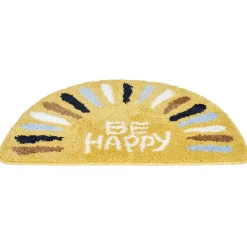 Tapis salle de bain demi lune jaune Be Happy microfibre 50x70cm