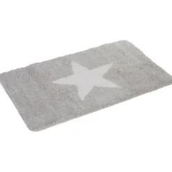Tapis salle de bain gris motif étoile